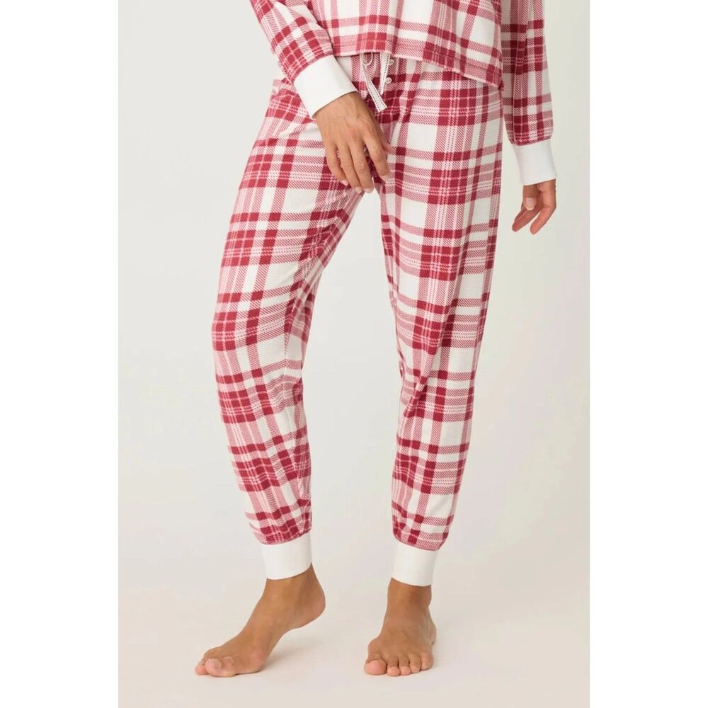 PJ Salvage Plaid Pajama Bottoms Velour Jam Pant Size XL NWT